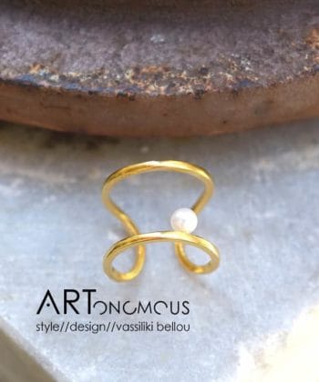 Gold Plated Silver Pearl Ring