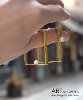 Σκουλαρίκια επίχρυσα μαργαριτάρι