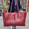 Shoulder Shopping Bag Burgundy Red