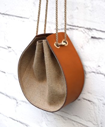 Δερμάτινη τσάντα πουγκί με λινάτσα - Ταμπά