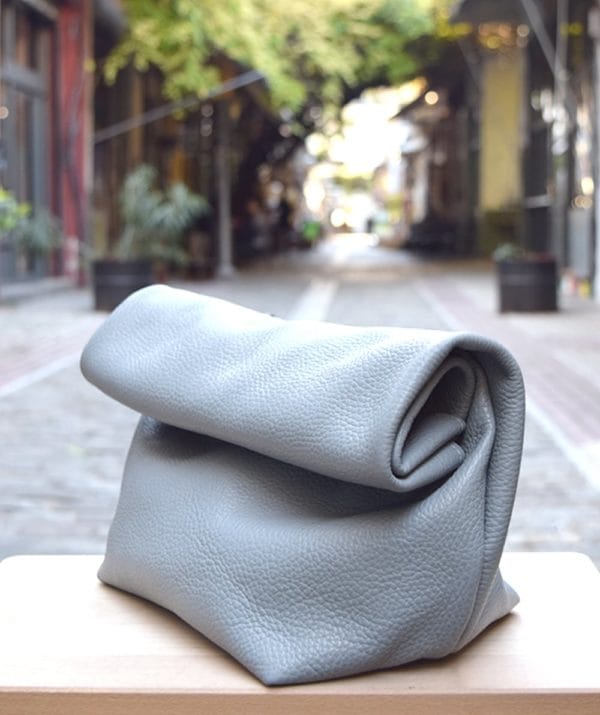 Τσάντα δερμάτινη clutch - Γκρι