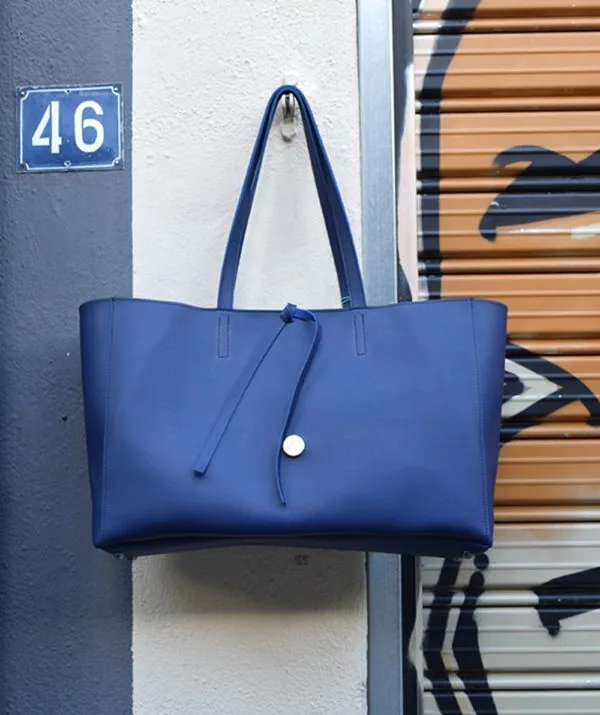 Τσάντα tote μεγάλη - Μπλε