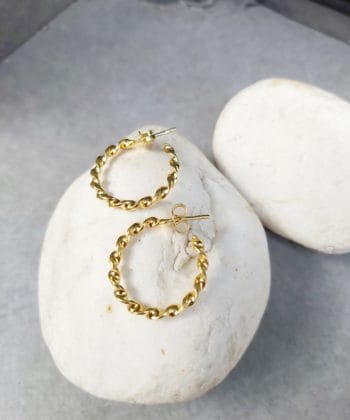 Σκουλαρίκια επιχρυσωμένο ασήμι κρίκοι στριφτά