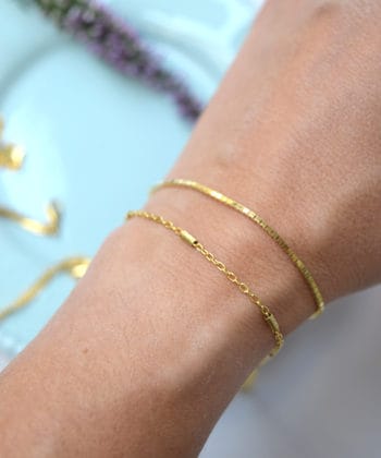 Βραχιόλι Ασήμι Επιχρυσωμένη Αλυσίδα Square 2