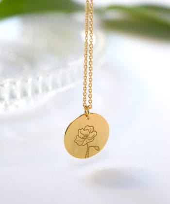 Κολιέ ασήμι επιχρυσωμένο λουλούδι γέννησης - Αύγουστος