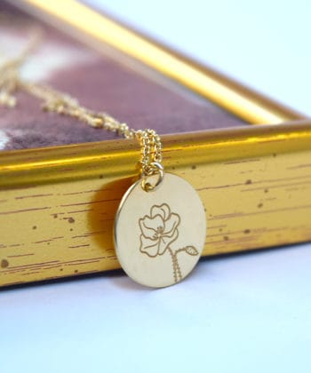 Κολιέ ασήμι επιχρυσωμένο λουλούδι γέννησης - Αύγουστος