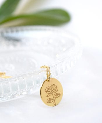 Κολιέ ασήμι επιχρυσωμένο λουλούδι γέννησης - Ιούλιος