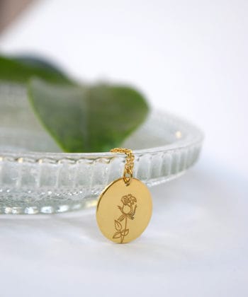 Κολιέ ασήμι επιχρυσωμένο λουλούδι γέννησης - Ιούνιος