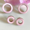 Ξύλινα σκουλαρίκια κύκλος ροζ β