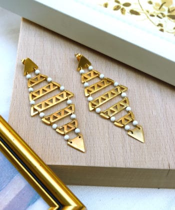 Σκουλαρίκια μακριά επίχρυσα 5