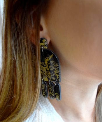 Σκουλαρίκια πολυμερικός πηλός μαύρο 3