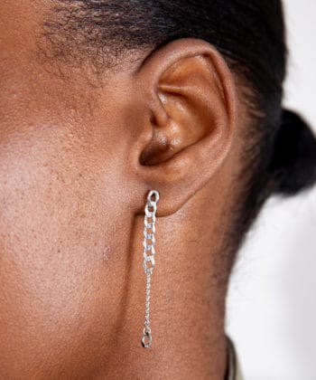 Stevie Earring Tall Rhodium Plated A