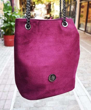 Τσάντα Ώμου Suede Μοβ 4