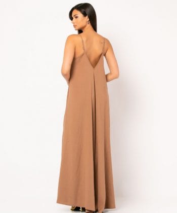 Φόρεμα Maxi τιράντα μπεζ 6
