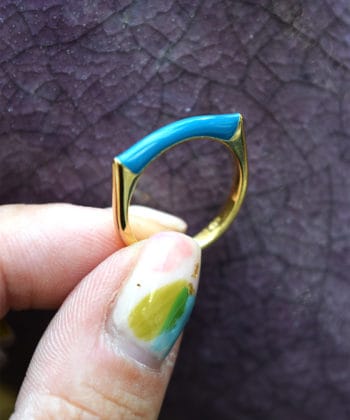 Δαχτυλίδι σμάλτο χρυσό τυρκουάζ γ