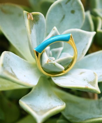 Δαχτυλίδι σμάλτο χρυσό τυρκουάζ β