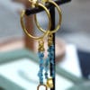 Long hoop earrings gold plated silver turquoise