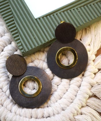 Σκουλαρίκια 2 κύκλοι χρυσό μαύρο 2 A