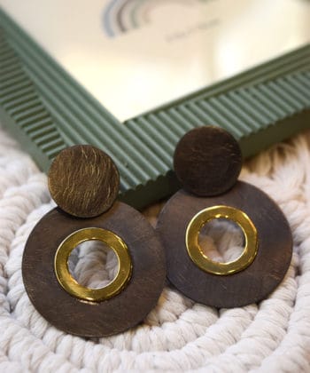 Σκουλαρίκια 2 κύκλοι χρυσό μαύρο 2 B