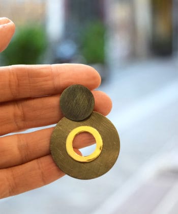 Σκουλαρίκια 2 κύκλοι χρυσό μαύρο 2 D