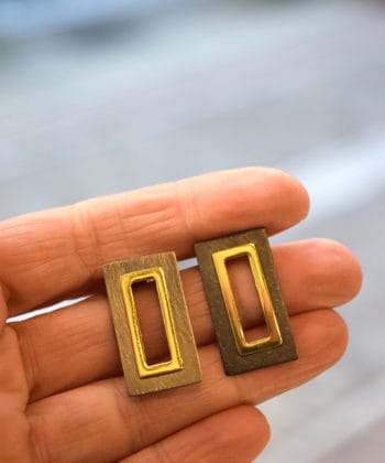 Σκουλαρίκια ορθογώνια χρυσό μαύρο 3