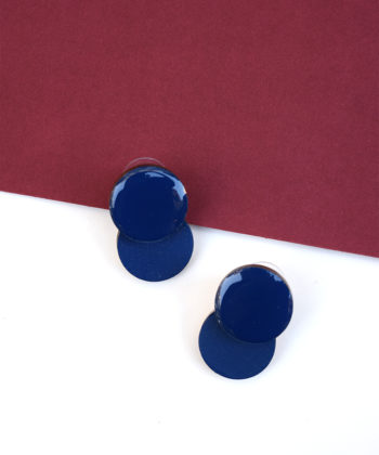 Ξύλινα σκουλαρίκια 2 κύκλοι μπλε 1
