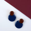 Ξύλινα σκουλαρίκια χρώμα καφέ μπλε 2