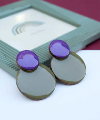 Ξύλινα σκουλαρίκια χρώμα μοβ λαδί 2