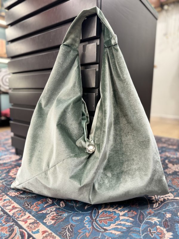 Shoulder Bag Velvet Fabric Light Green