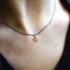 Gold star necklace silver chain sapphire stone