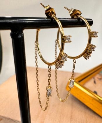 Σκουλαρίκια κρίκοι χρυσό ζιργκόν 3a