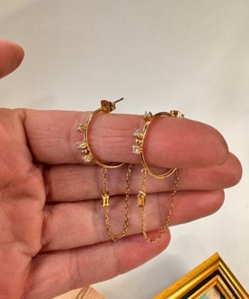 Σκουλαρίκια κρίκοι χρυσό ζιργκόν 3f