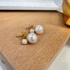 Gold plated silver earrings fresh water pearls 2