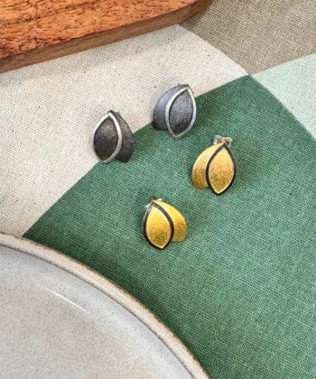 Σκουλαρίκια ματ ασήμι μαύρη οξείδωση φύλλο D