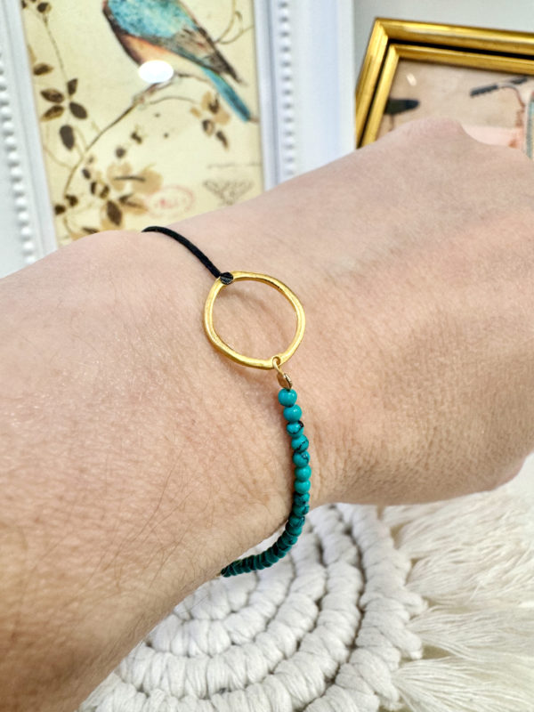 Bracelet gold plated silver circle turquoise