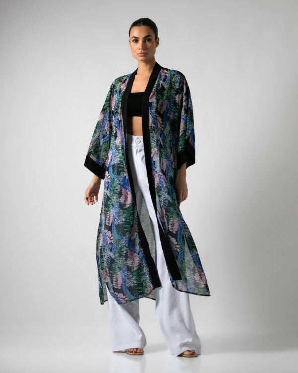 Maxi Kimono light blue pink