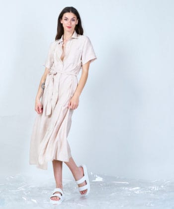 Φόρεμα Midi σεμιζιέ μπεζ 2