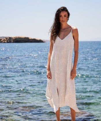 Φόρεμα λινό ριγέ μύτες 1