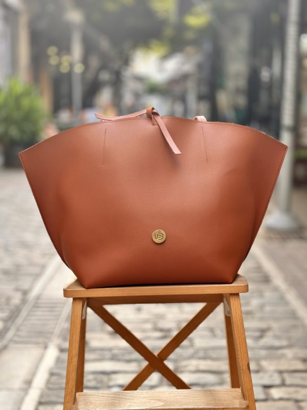 Tobacco Brown Shoulder Oval Tote Bag