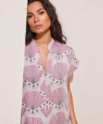 Φόρεμα μάξι κοντομάνικο ροζ 4