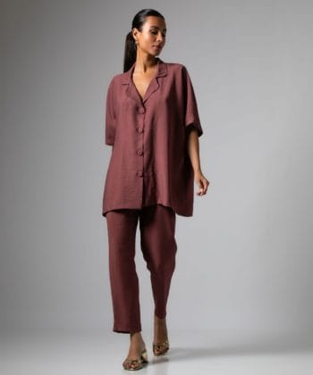 Σετ πουκάμισο παντελόνι ροζ τριανταφυλλί 2