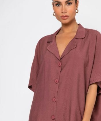 Σετ πουκάμισο παντελόνι ροζ τριανταφυλλί 4