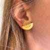 Stud gold plated silver earrings with ornate