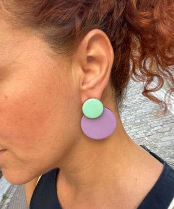 Ξύλινα σκουλαρίκια χρώμα μοβ βεραμάν 1ζ