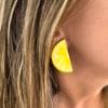 Wooden earrings colors yellow lemon