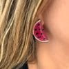 Wooden earrings colors red watermelon