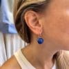Silver round earrings blue