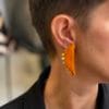 Σκουλαρίκια ύφασμα ημιπολύτιμος λίθος πορτοκαλί 3