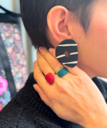 Polymer Clay Earrings Black White