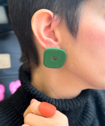 Σκουλαρίκια πολυμερικός πηλός τετράγωνο πράσινο